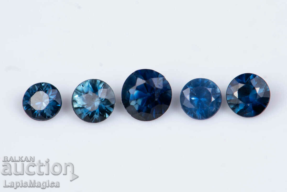 5 Piece Blue Sapphire 0.64ct Heated Round Cut #3