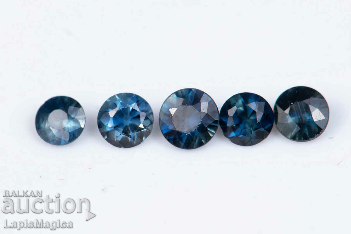 5 Pieces Blue Sapphire 0.59ct Heated Round Cut #5