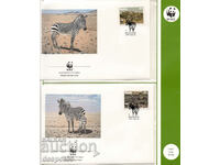 1991. Намибия. Застрашен вид - планинска зебра. 4 плика.