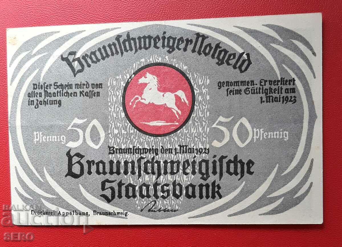 Τραπεζογραμμάτιο-Γερμανία-Braunschweig-50 pfennig 1923