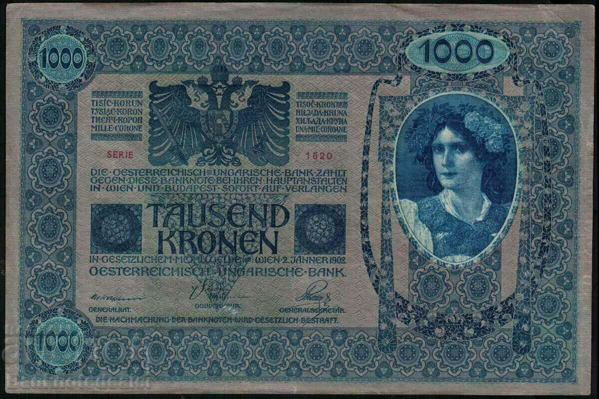 Austria Hungary 1000 kronen 1902/12 Pick 55 Ref 0973