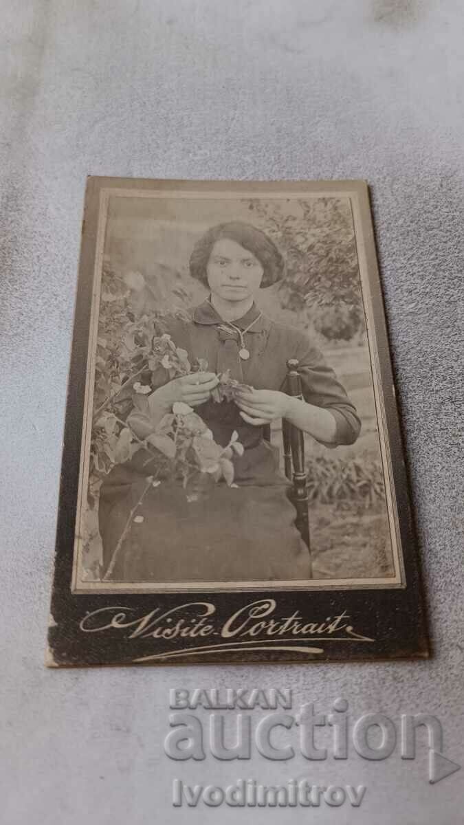 Снимка Младо момиче Пловдивъ 1914 Картон