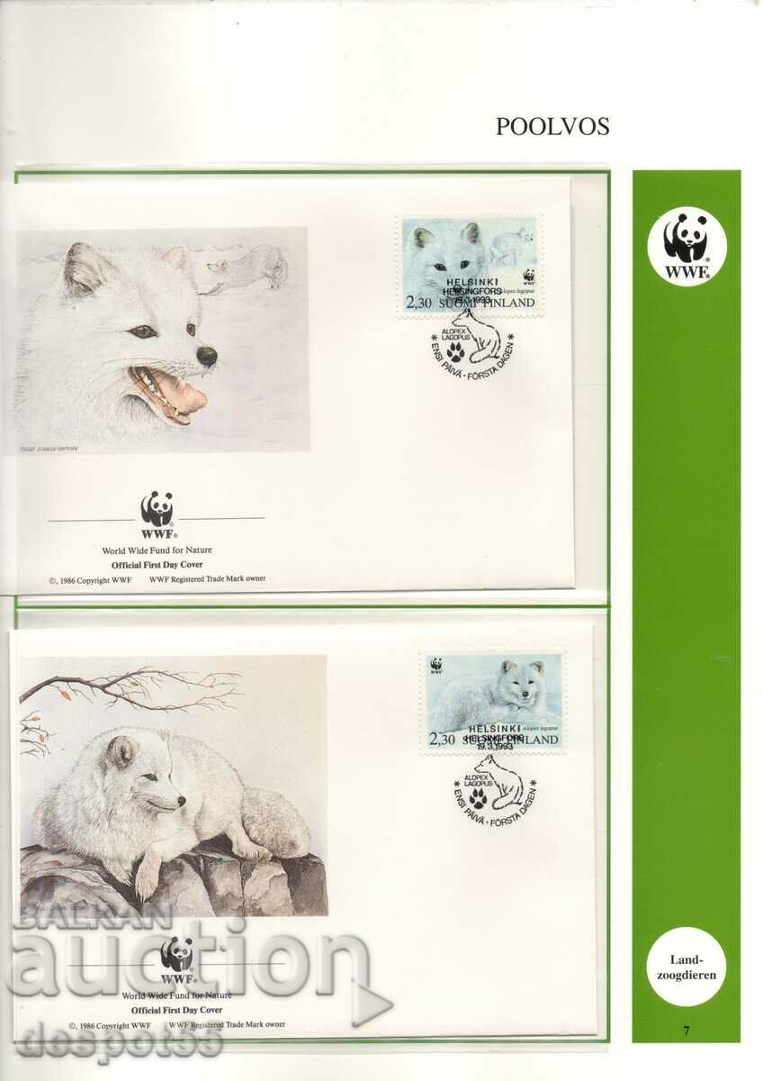 1993. Φινλανδία. Πολική ζωή - Αρκτική αλεπού. 4 φάκελοι.