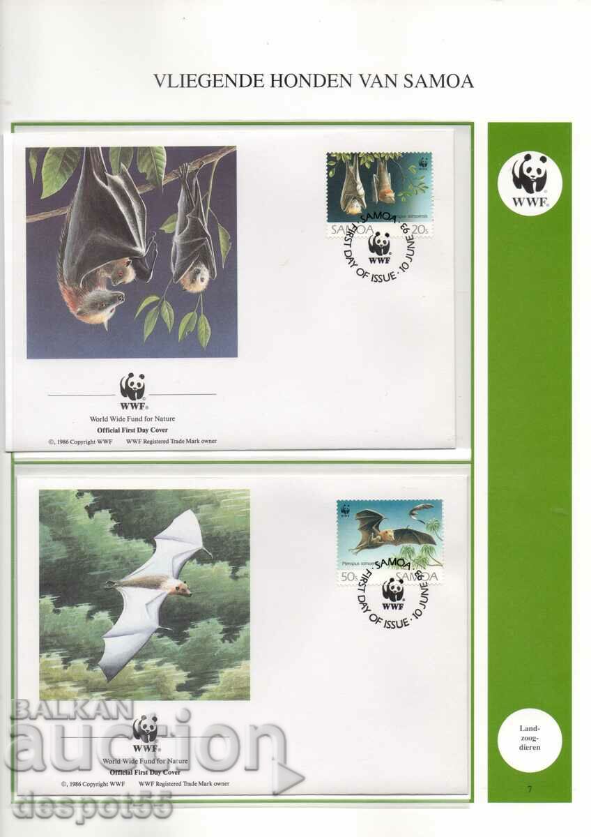 1993. Σαμόα. Προστασία της Φύσης - Ιπτάμενες Αλεπούδες. 4 φάκελοι.