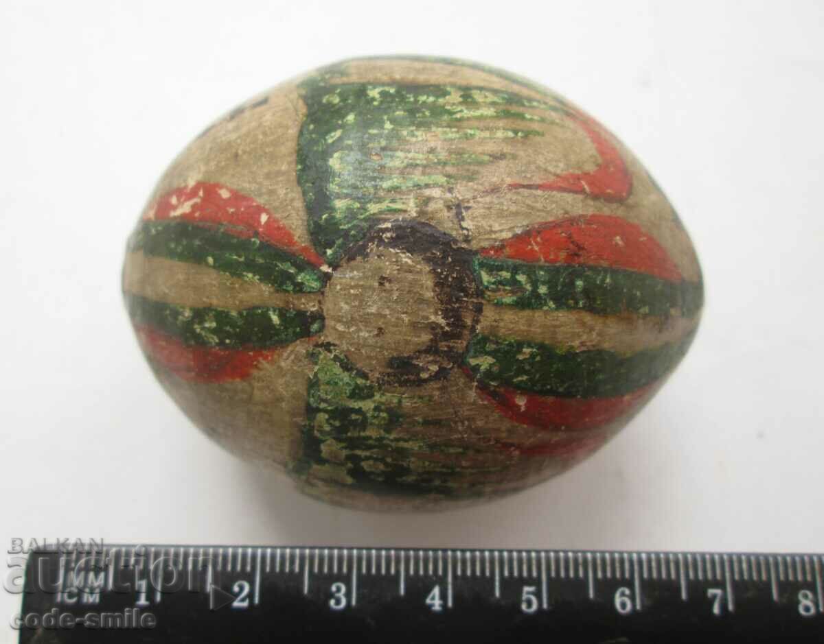 Old Antique Revival Painted Wooden Egg with Crosses - 5 Old Antique Revival Painted Wooden Egg with Crosses - 5