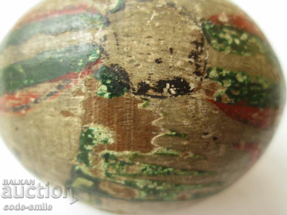 Old Antique Revival Painted Wooden Egg with Crosses - 7 Old Antique Revival Painted Wooden Egg with Crosses - 7