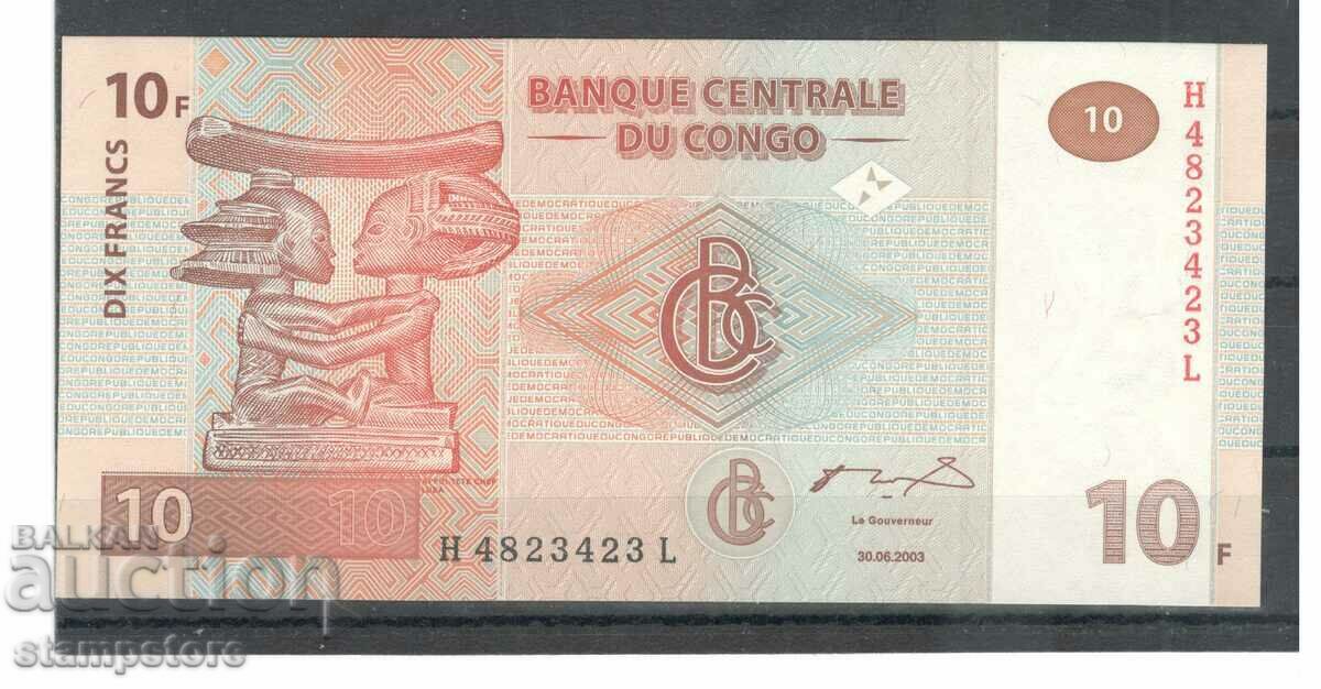 Congo 10 francs 2003