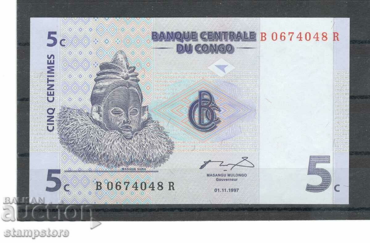 Конго 5 сантима 1997 г
