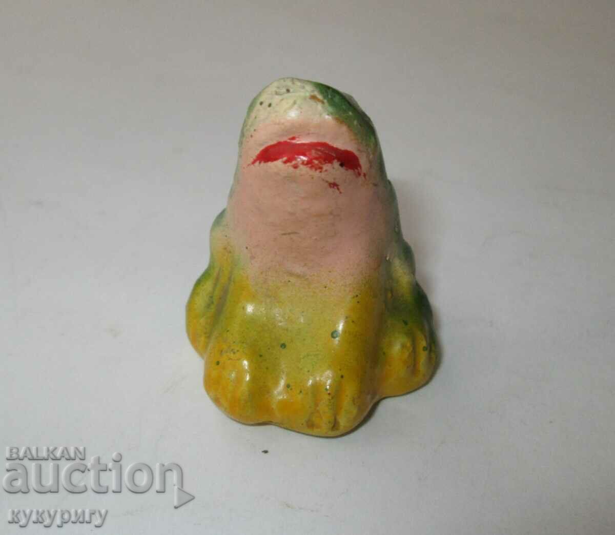 Licitație Veche figurină de jucărie cu fluier din lut din ceramică Broasca