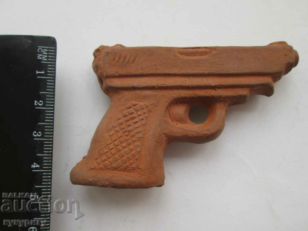 Old Ceramic Clay Whistle Toy Gun - 5