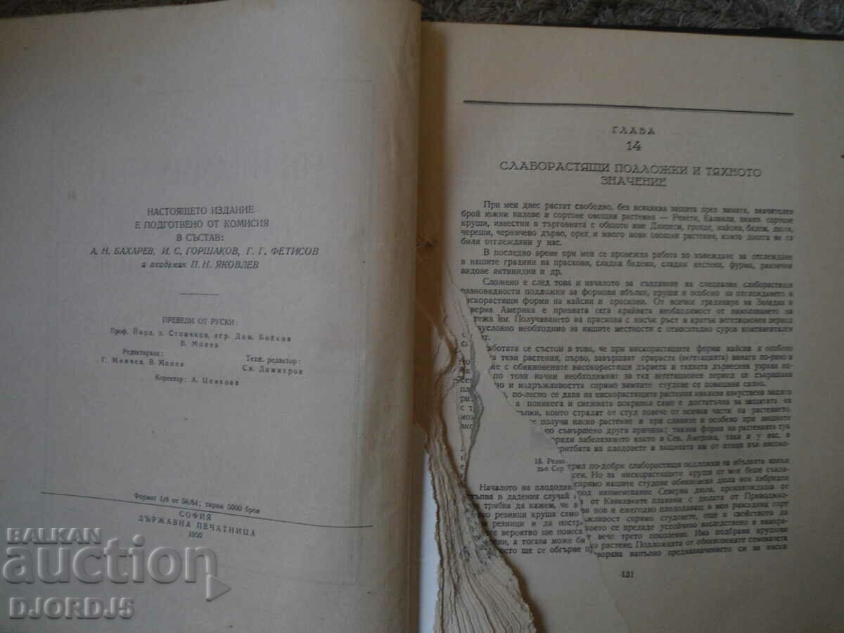 Auction Results of sixty years of work, Iv. V. Michurin Auction Results of sixty years of work, Iv. V. Michurin