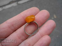 OLD SILVER RING WITH AMBER