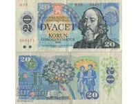 Чехословакия 20 крони 1988 година банкнота  #5257