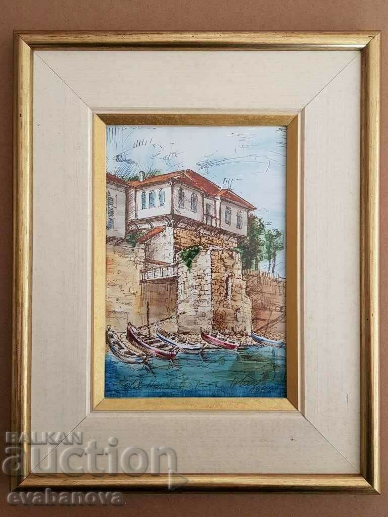 Vasil Banov Boats in the port of the Old Town 1993 Vasil Banov Boats in the port of the Old Town 1993