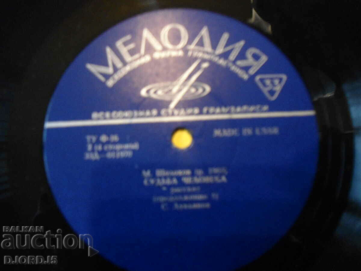 Auction HUMAN DESTINY, M. A. Sholokhov, gramophone record, large Auction HUMAN DESTINY, M. A. Sholokhov, gramophone record, large