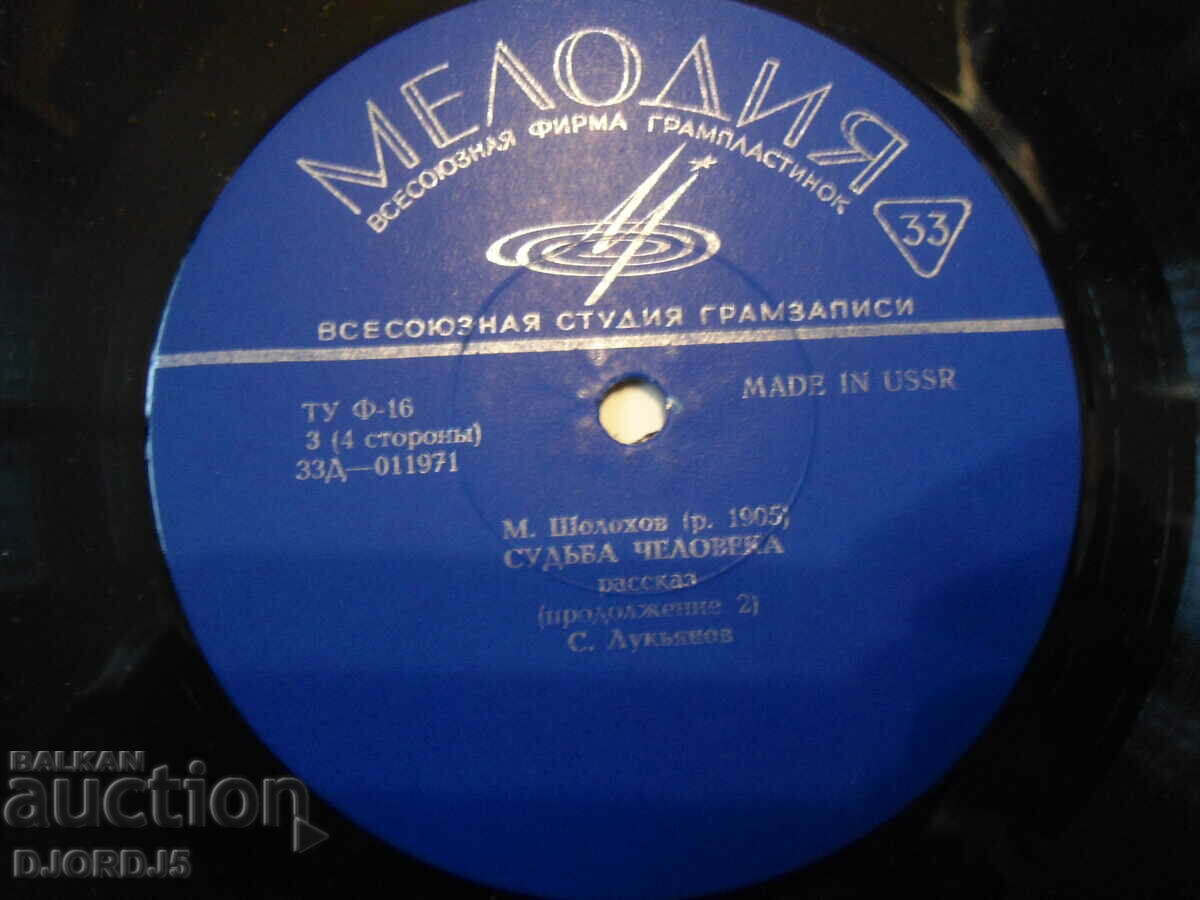 HUMAN DESTINY, M. A. Sholokhov, gramophone record, large - 5 HUMAN DESTINY, M. A. Sholokhov, gramophone record, large - 5