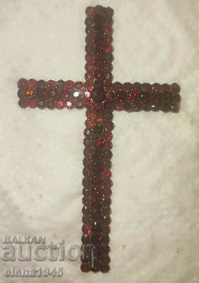 Antique Victorian Bohemian Garnet Cross