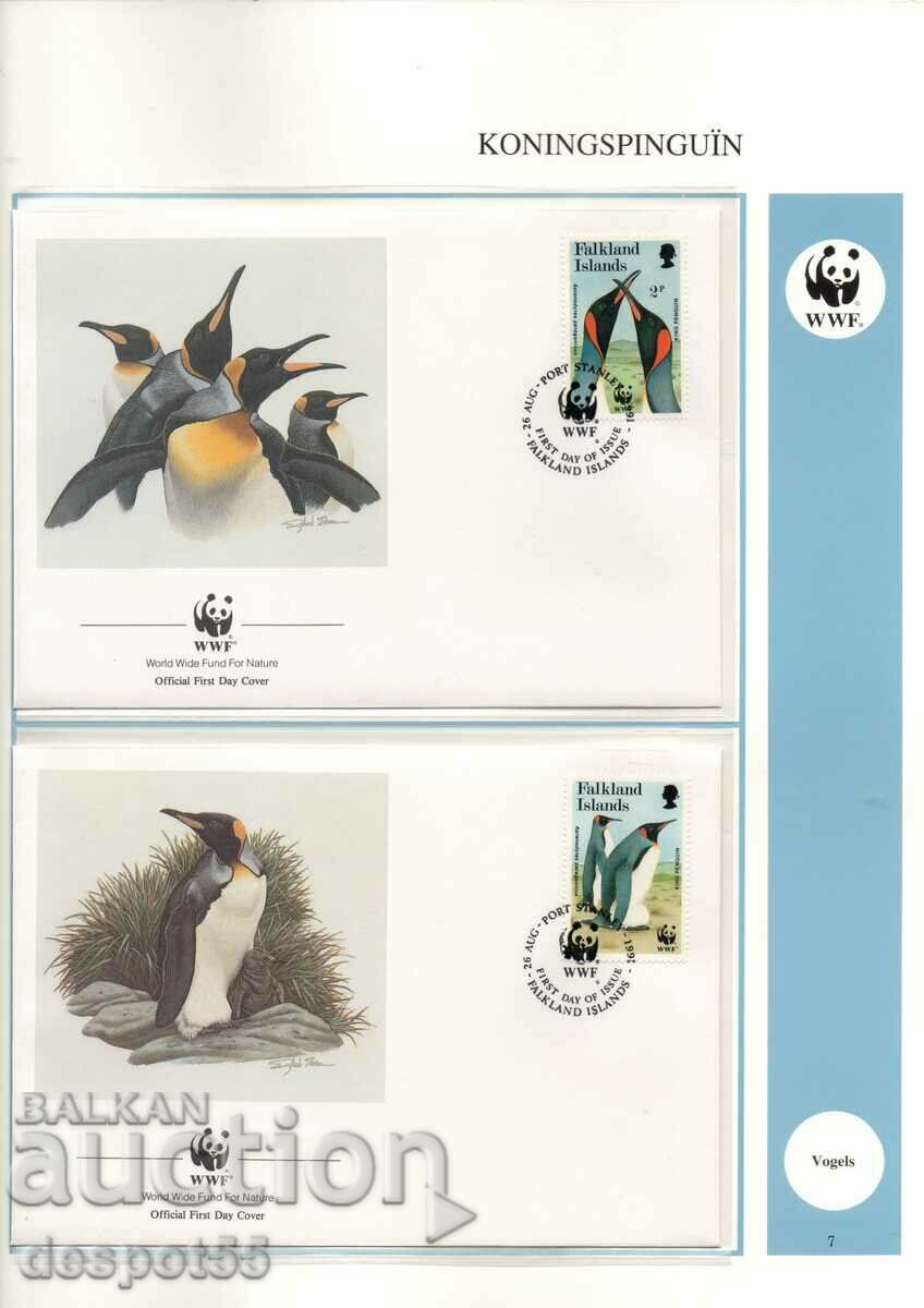 1991 Фолкландски о-ви.Застрашен вид-кралски пингвин. 4 плика