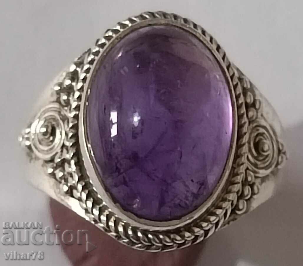 Silver Women's Ring with amethyst - 5 Silver Women's Ring with amethyst - 5