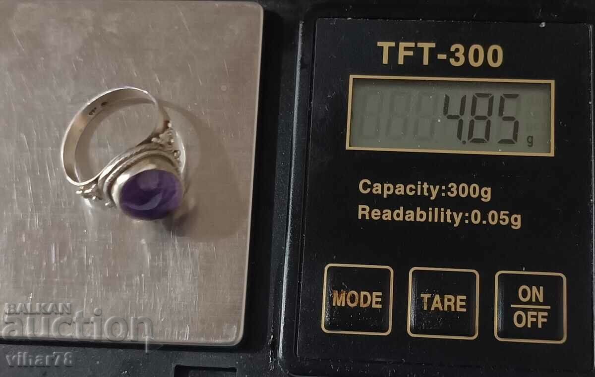 Silver Women's Ring with amethyst - 6 Silver Women's Ring with amethyst - 6