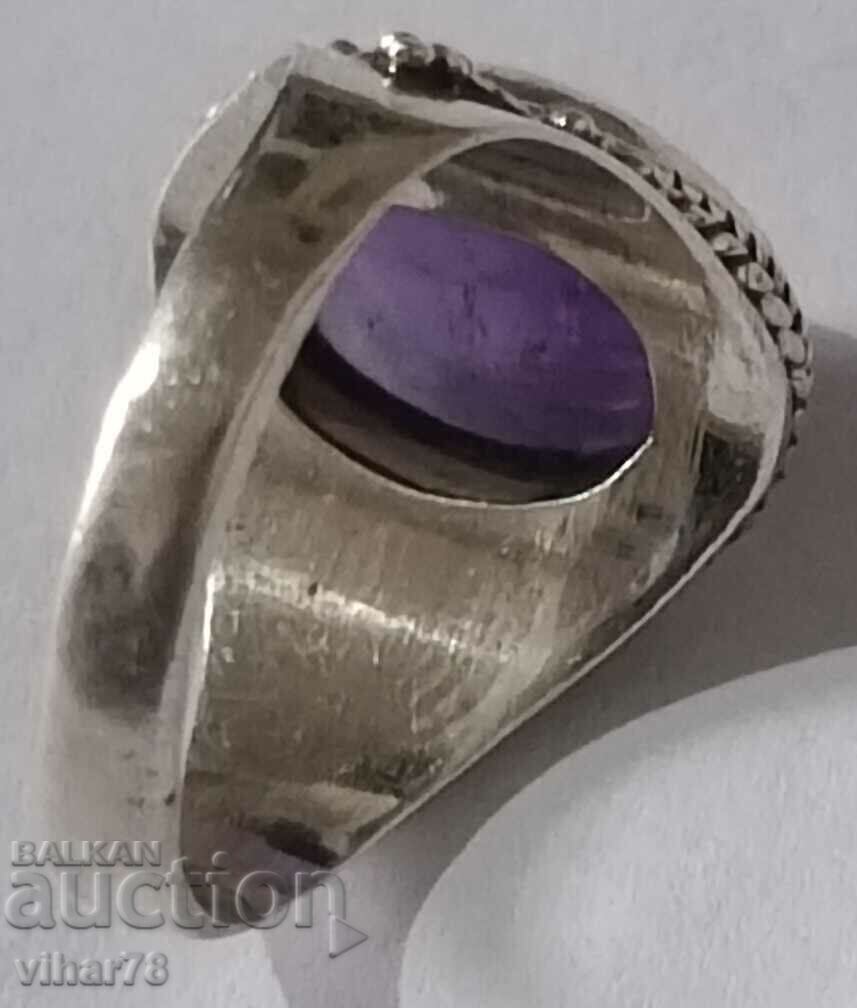 Silver Women's Ring with amethyst - 7 Silver Women's Ring with amethyst - 7