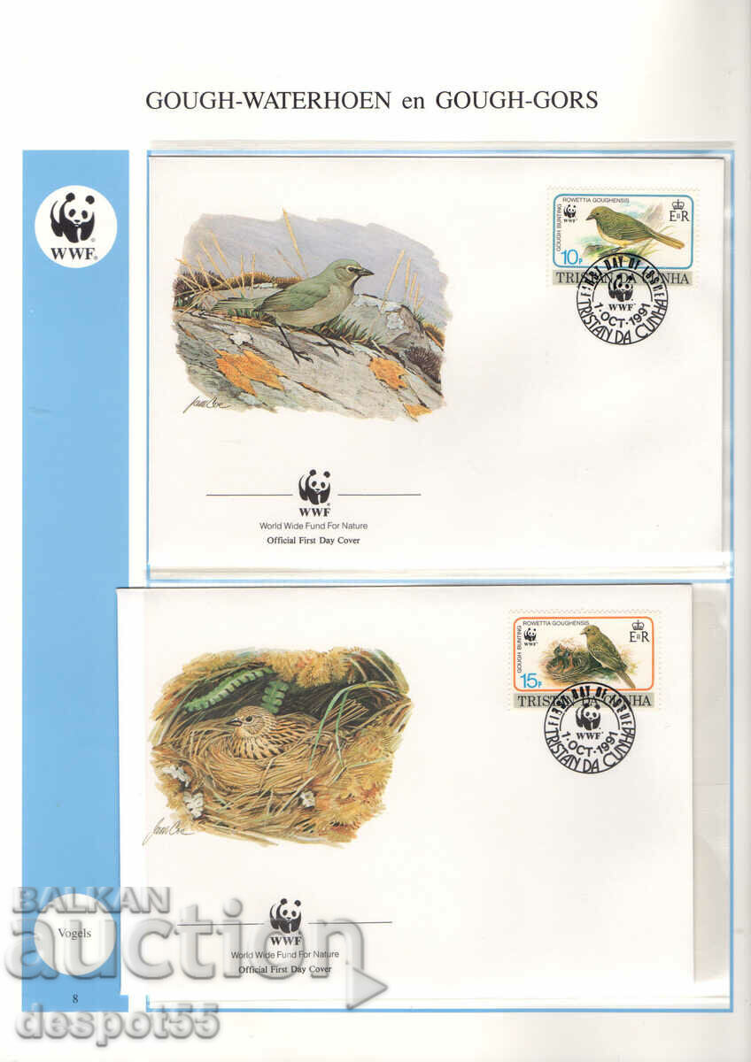1991. Tristan da Cunha. World conservation of nature. 4 envelopes with price 9.50 BGN | € 4.86