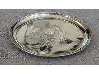 ANTIQUE SILVER TRAY 228 g with FLOWERS / sample 875