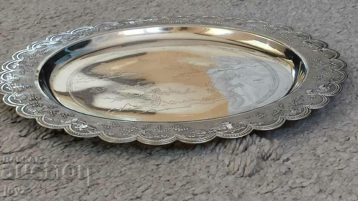 SILVER TRAY with DECORATION 247 gr. VIETNAM / sample 900