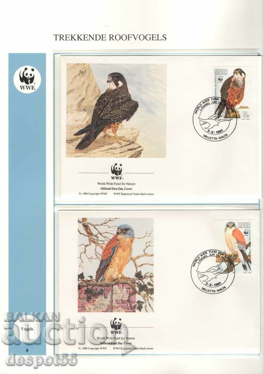 1991. Malta. Birds of prey - WWF. 4 envelopes. with price 7.50 BGN | € 3.83