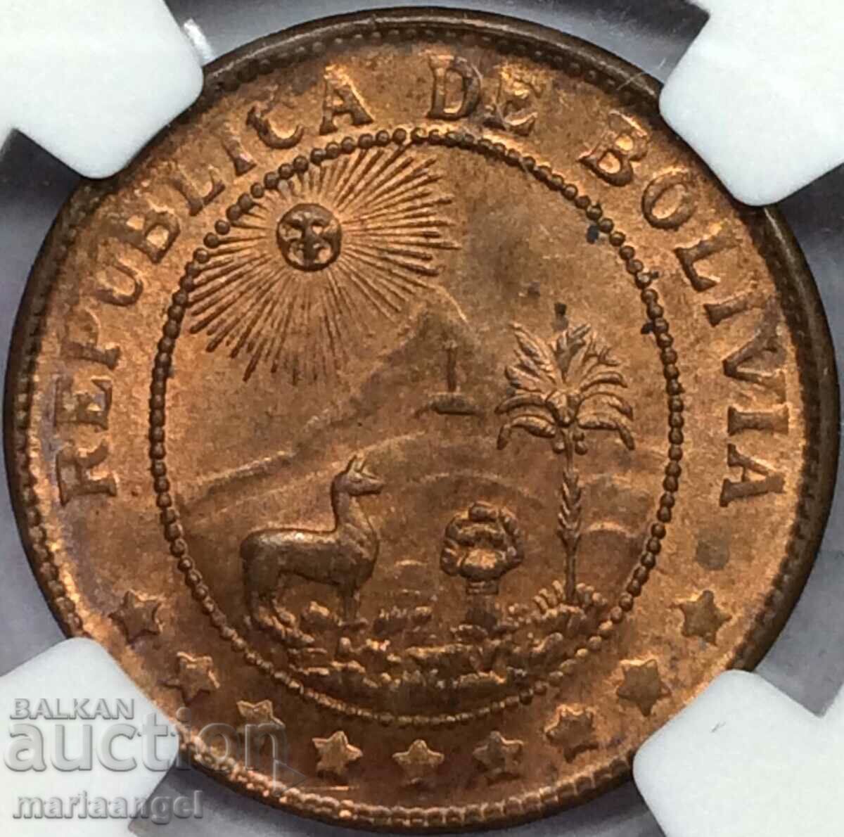Bolivia 1942 50 de cenți NGC MS 65 Restrike