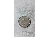 Singapore 20 cents 1986