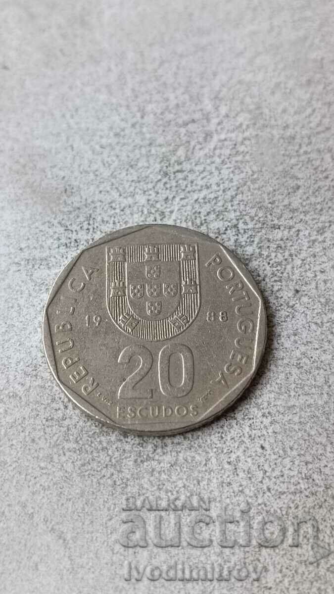 Portugalia 20 escudos 1988