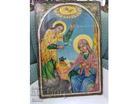 Rare homemade Bulgarian icon - Annunciation 19th c.