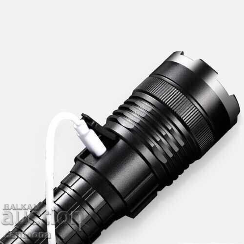 Super powerful flashlight P90, up to 500 meters, battery, USB - 6 Super powerful flashlight P90, up to 500 meters, battery, USB - 6