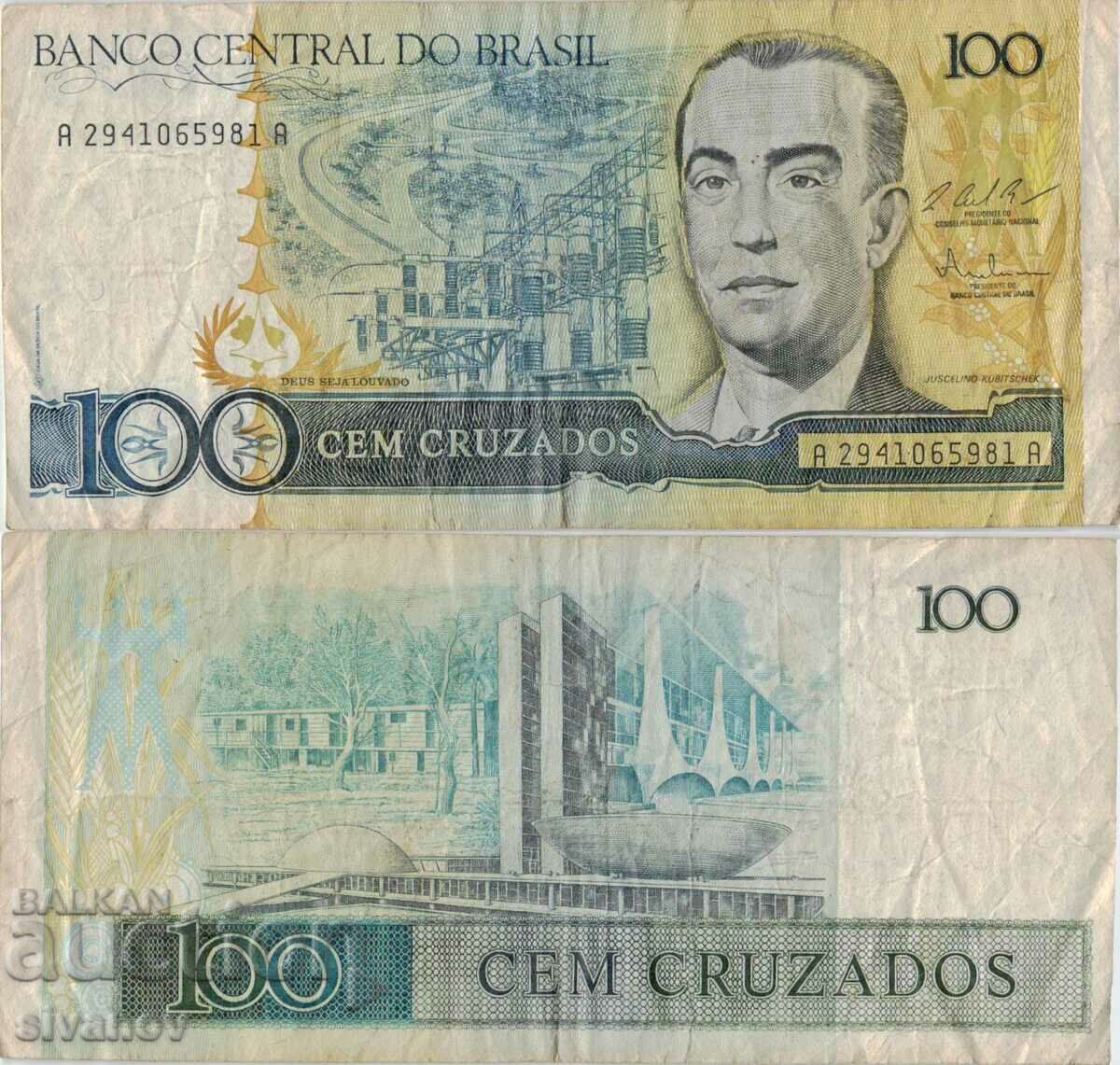 Бразилия 100 крузадо 1987 година банкнота  #5274