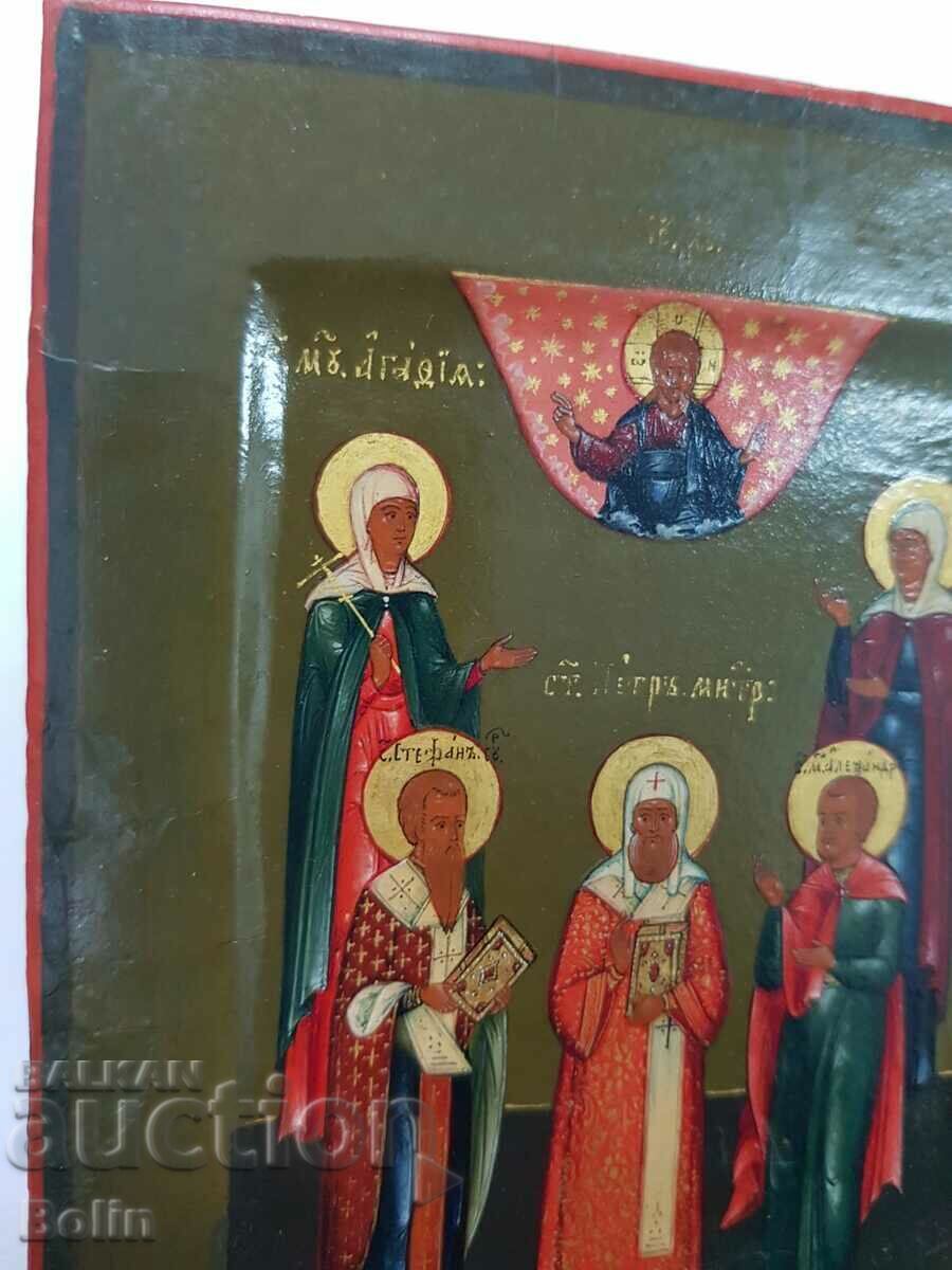 Auction Early rare royal icon with Saints - 19th century Auction Early rare royal icon with Saints - 19th century