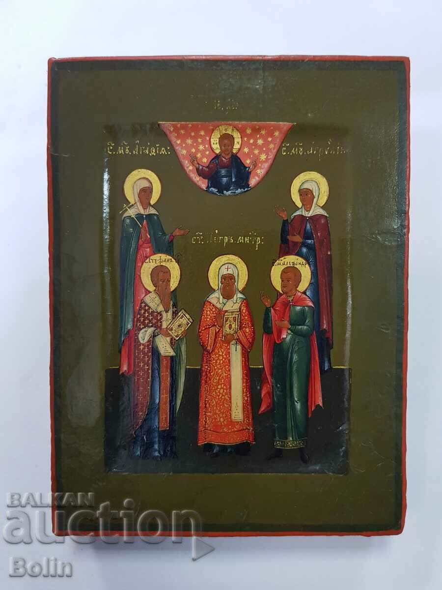 Early rare royal icon with Saints - 19th century