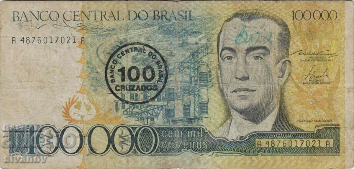 Brazil 100 cruzados on 100,000 cruzeiros 1986#5279 with price 4.99 BGN | € 2.55 Brazil 100 cruzados on 100,000 cruzeiros 1986#5279 with price 4.99 BGN | € 2.55