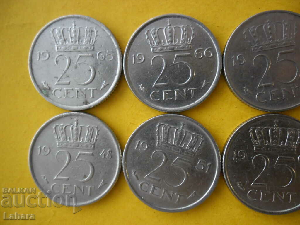 25 cents 1948 to 1970 Netherlands with price 2.50 BGN | € 1.28 25 cents 1948 to 1970 Netherlands with price 2.50 BGN | € 1.28