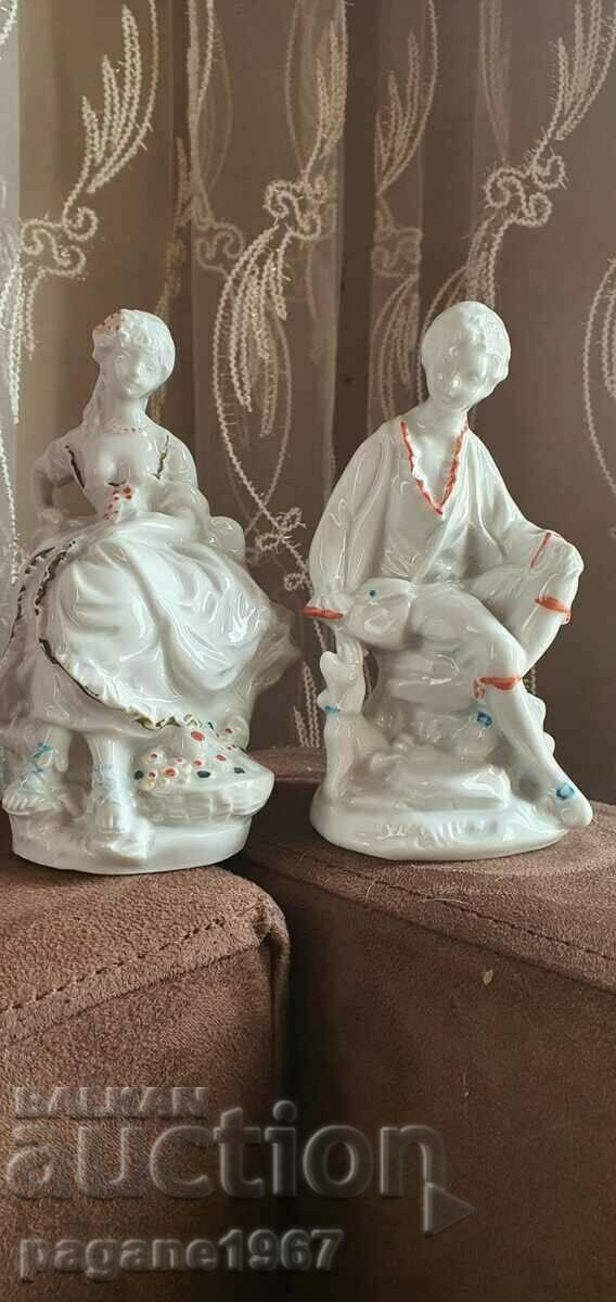 Set of Two porcelain figurines with markings