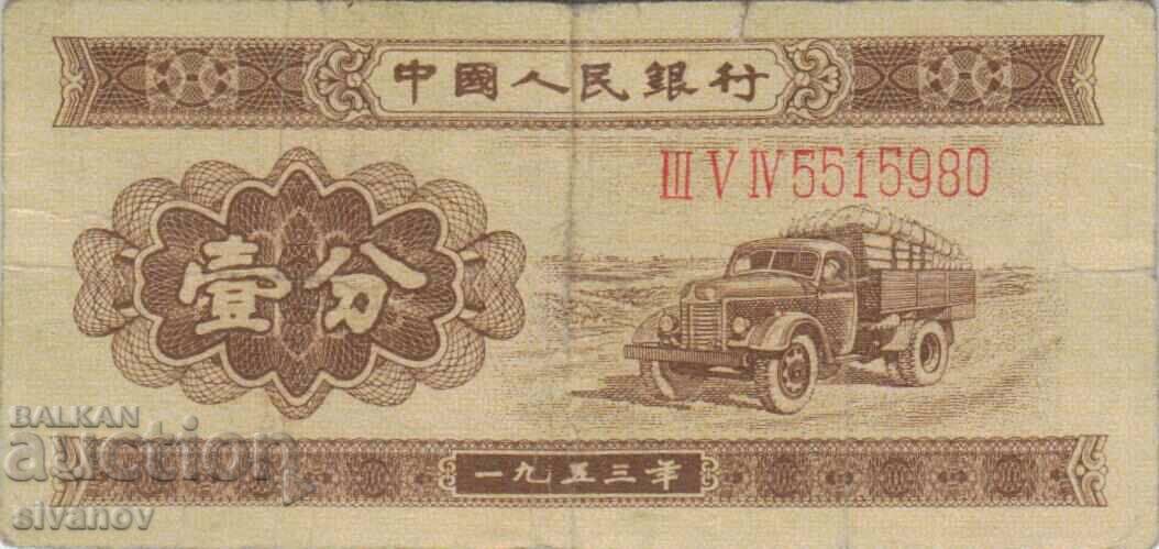 China 1 Fan 1953 cu numărul de serie al bancnotei #5283 cu preț 29.99 BGN | € 15.33 China 1 Fan 1953 cu numărul de serie al bancnotei #5283 cu preț 29.99 BGN | € 15.33