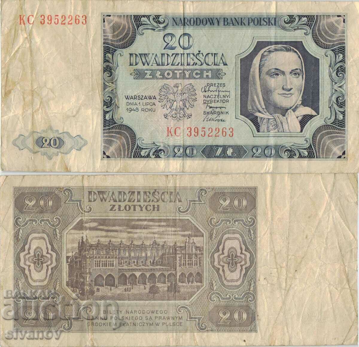 Полша 20 злоти 1948 година банкнота #5295