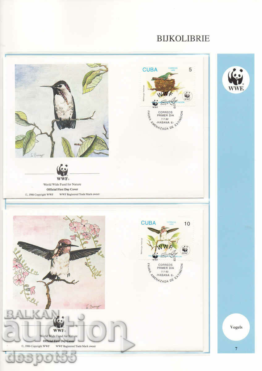 1992. Cuba. The bee hummingbird. 4 envelopes.