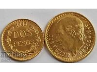 1945 -2 and 2 and 1/2 Pesos, Mexico, gold