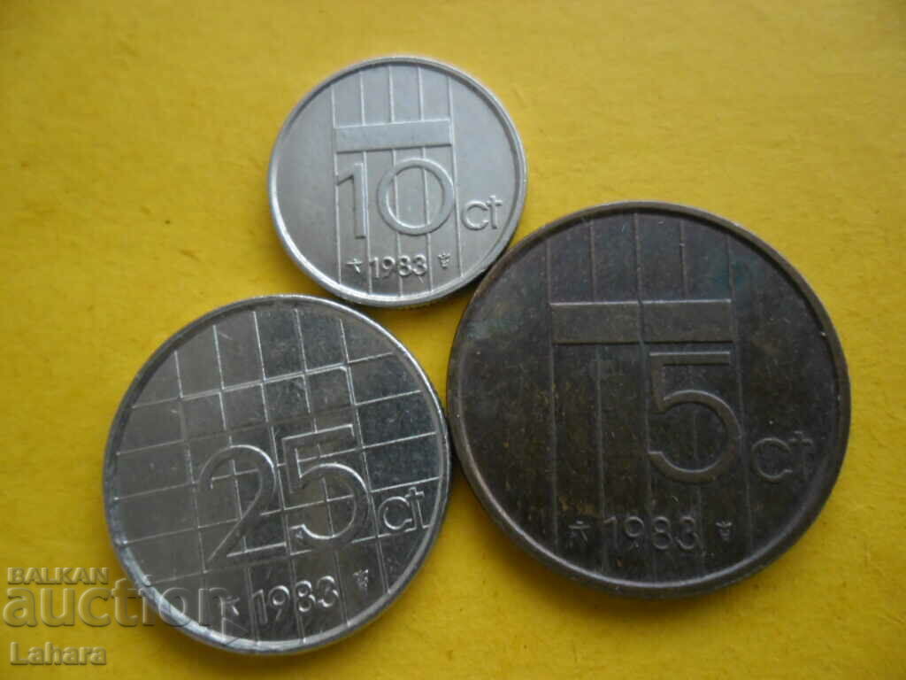5 , 10 и 25 цента 1983 г. Холандия
