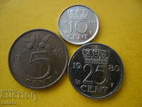 5, 10 and 25 cents 1980. Netherlands