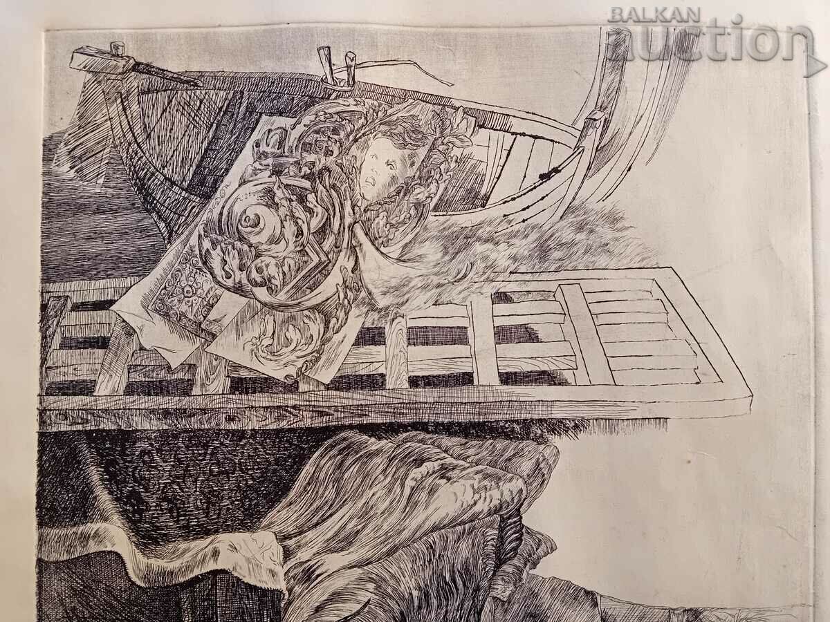 vintage etching graphic lithograph needle framed with glass - 5 vintage etching graphic lithograph needle framed with glass - 5