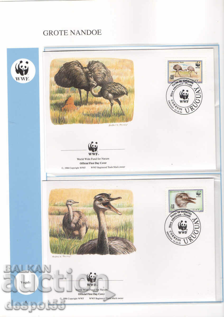 1993. Uruguay. The Great Rhea. 4 envelopes. with price 6.50 BGN | € 3.32 1993. Uruguay. The Great Rhea. 4 envelopes. with price 6.50 BGN | € 3.32