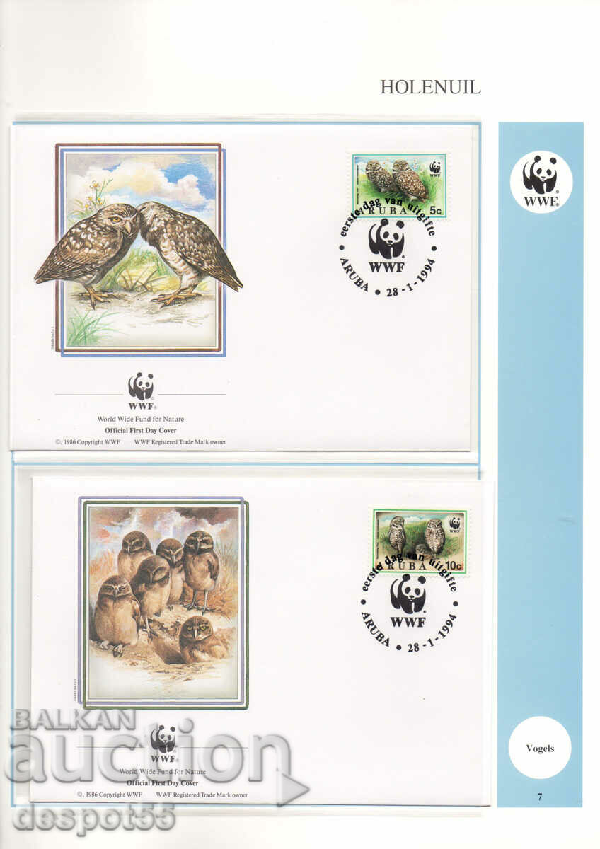 1994. Aruba. The burrowing owl. 4 envelopes.