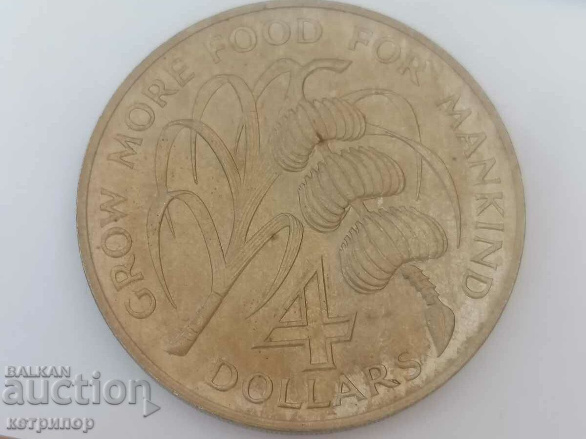 4 долара 1970 г. Барбадос FAO никел